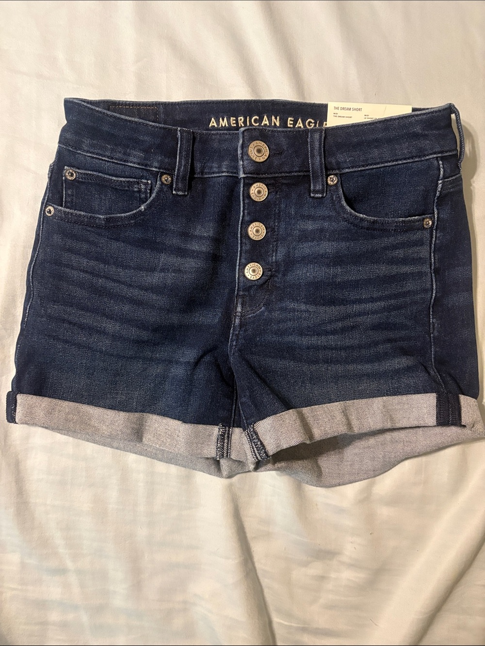 American Eagle Outfitters Dark Blue Roll-Cuff Denim Shorts size 6